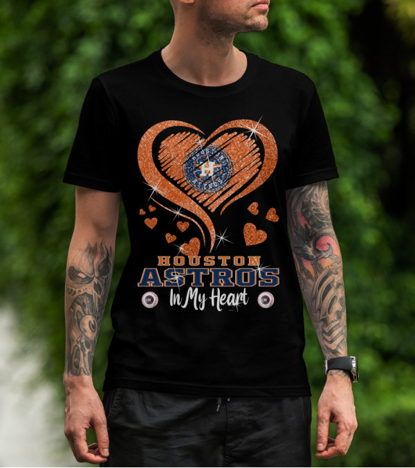 Houston Astros In My Heart Sparkling Hearts T-Shirt