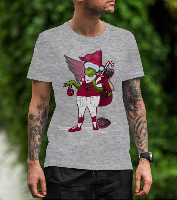 Grinchxmas Arizona Cardinals Christmas Football Fan Holiday Spirit T-Shirt