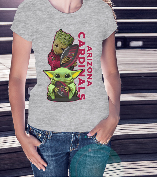 Grzd Arizona Cardinals Groot Baby Yoda Football T-Shirt