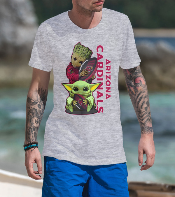 Grzd Arizona Cardinals Groot Baby Yoda Football T-Shirt