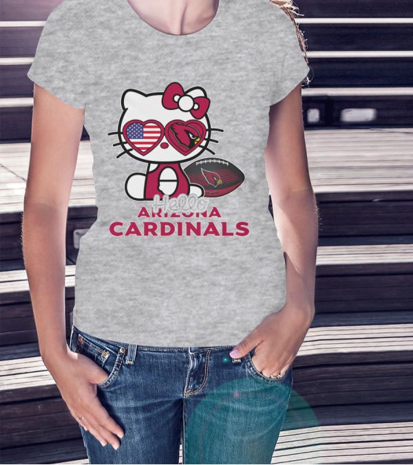 Hello Kitty Arizona Cardinals American Flag Football T-Shirt