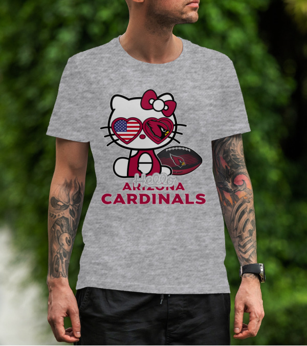 Hello Kitty Arizona Cardinals American Flag Football T-Shirt