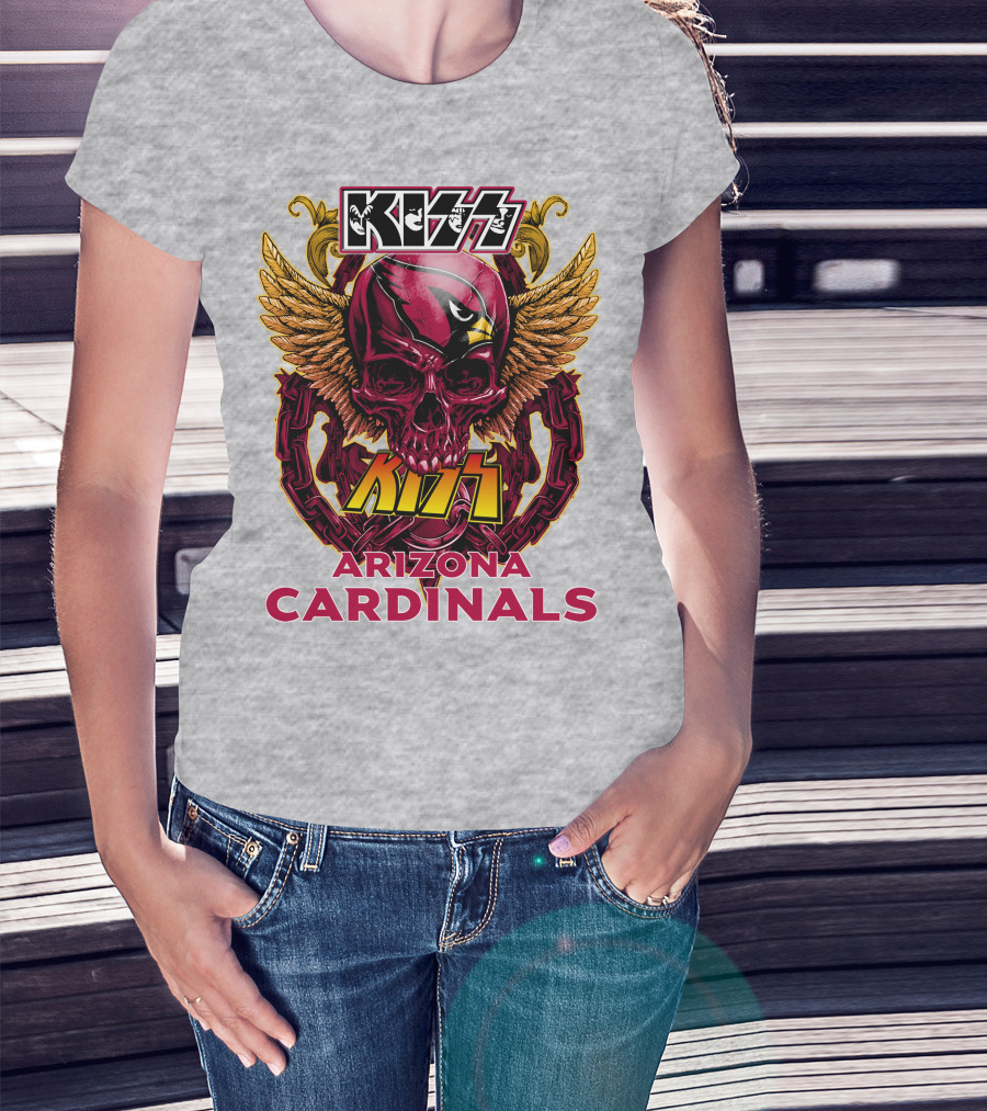 Kiss Arizona Cardinals Skull Wings T-Shirt