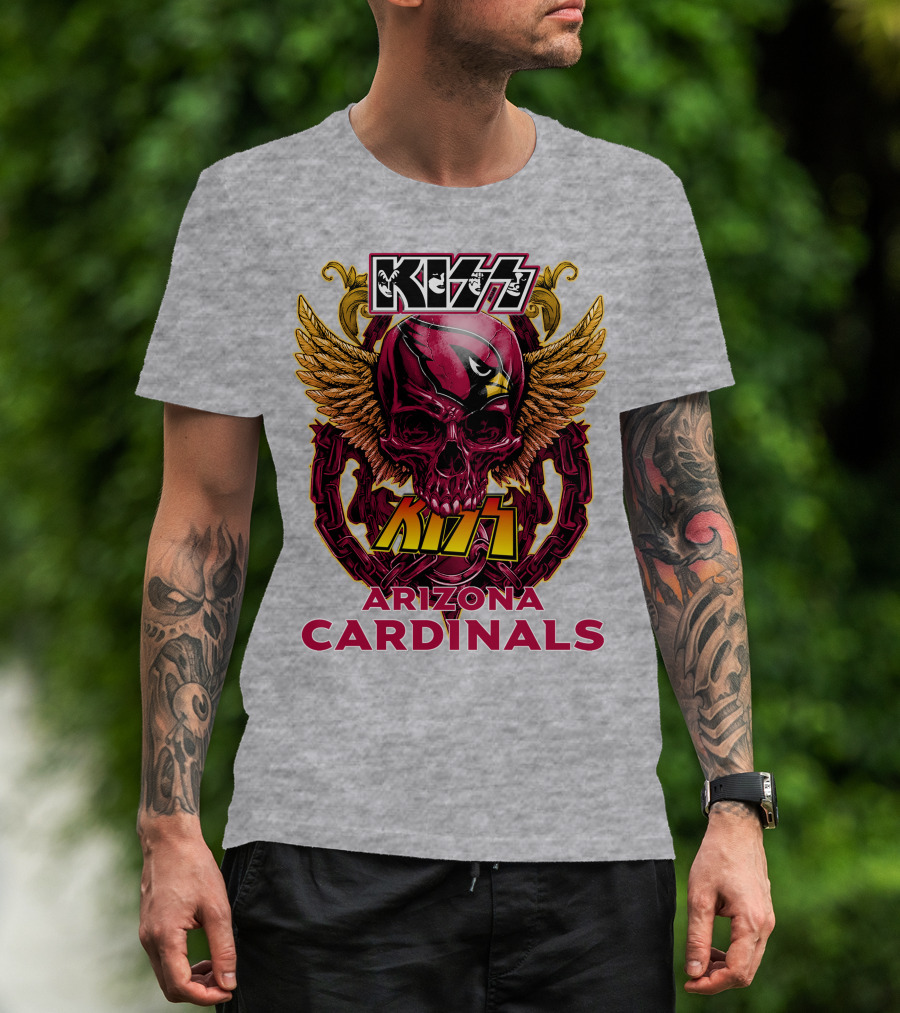 Kiss Arizona Cardinals Skull Wings T-Shirt