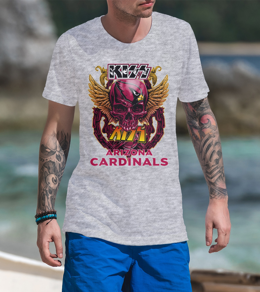 Kiss Arizona Cardinals Skull Wings T-Shirt