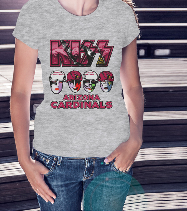 Kiss Arizona Cardinals Rock Band Helmet Faces T-Shirt