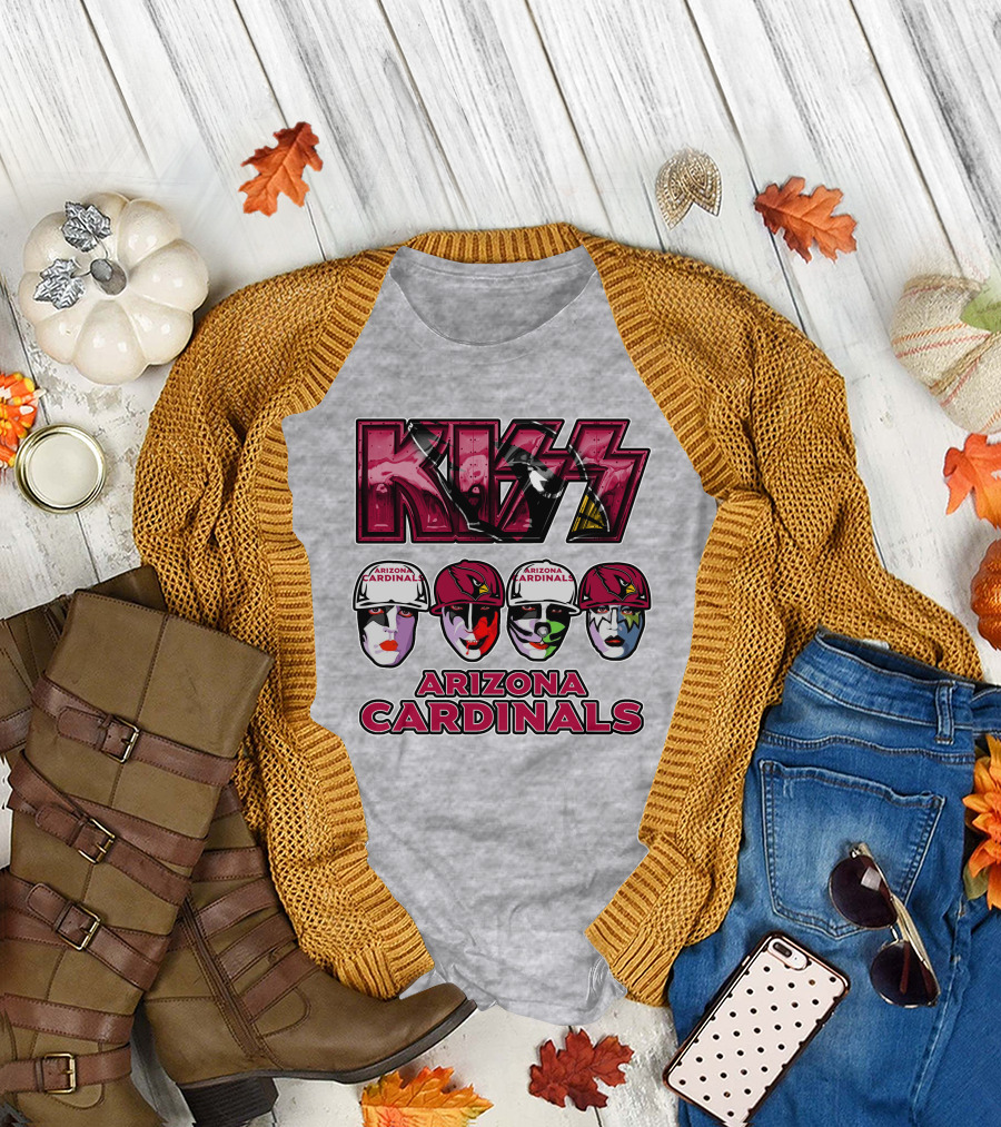 Kiss Arizona Cardinals Rock Band Helmet Faces T-Shirt