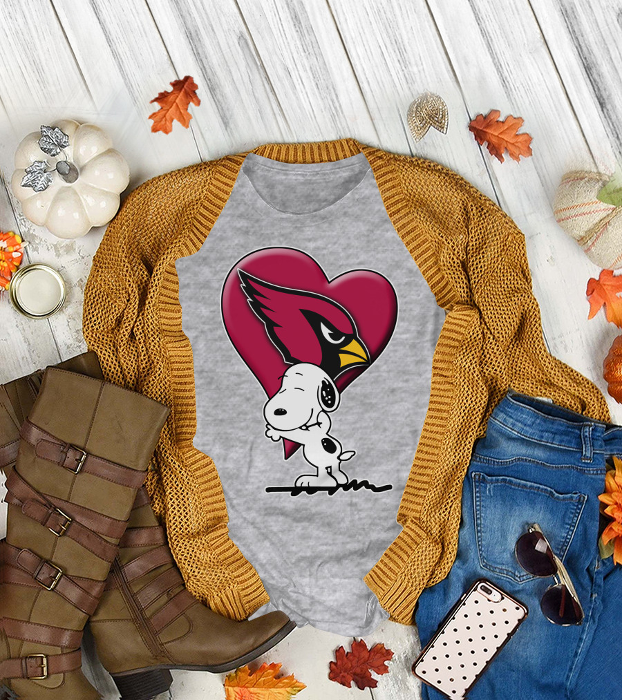 Snoopy Hugging Arizona Cardinals Heart T-Shirt