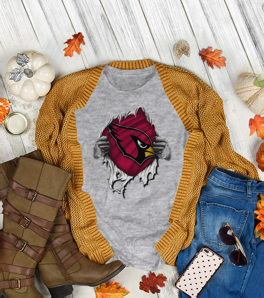Torn Arizona Cardinals Logo Revealing Hidden Strength T-Shirt