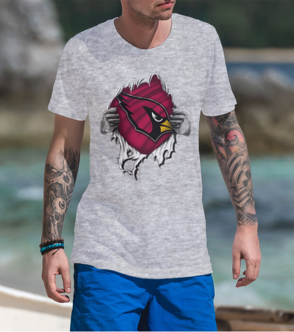 Torn Arizona Cardinals Logo Revealing Hidden Strength T-Shirt