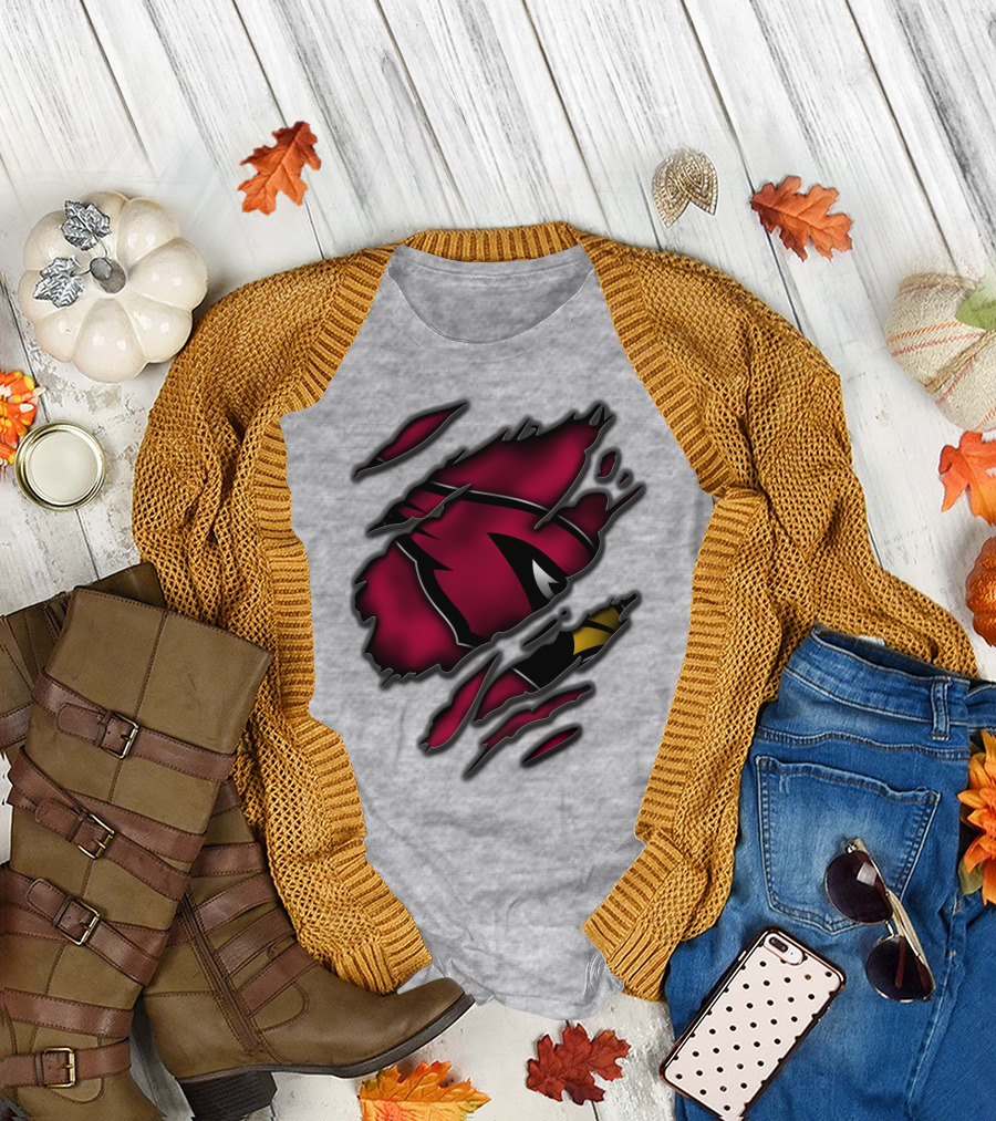Torn Arizona Cardinals Logo Ripped T-Shirt