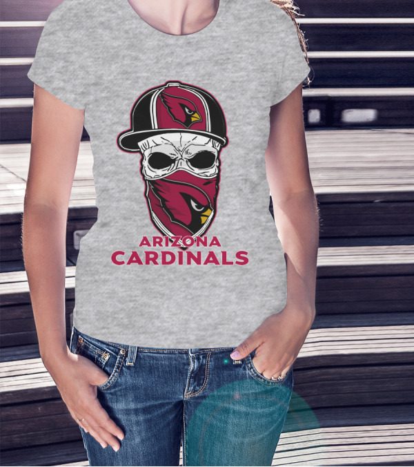 Arizona Cardinals Skull Hat T-Shirt