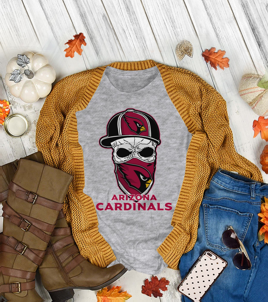 Arizona Cardinals Skull Hat T-Shirt