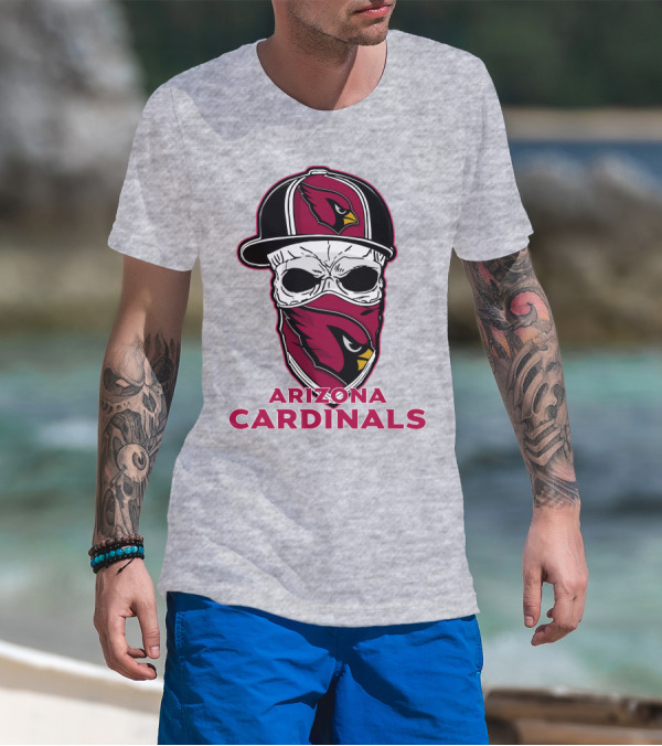 Arizona Cardinals Skull Hat T-Shirt