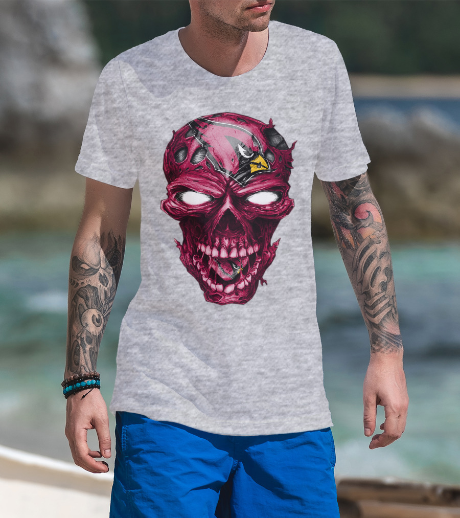 Skull V2 Arizona Cardinals Logo Fusion T-Shirt