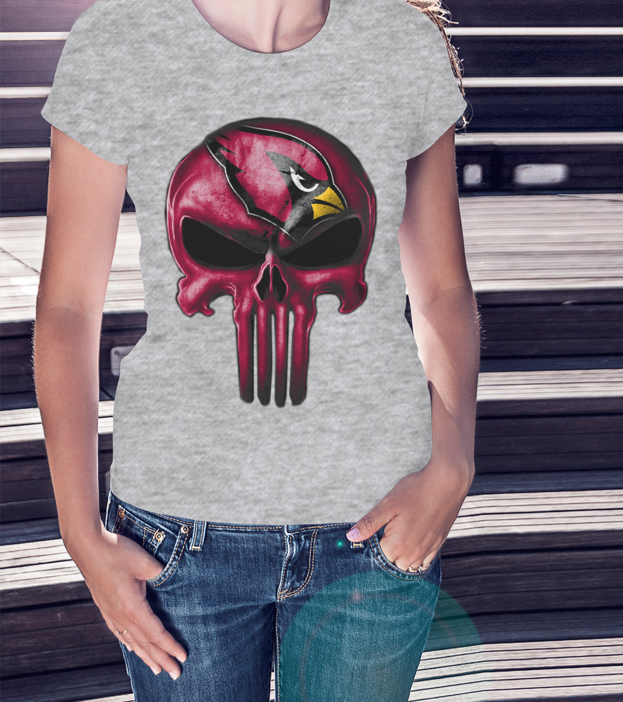 Skull Arizona Cardinals Logo Face T-Shirt