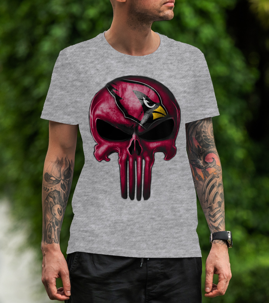 Skull Arizona Cardinals Logo Face T-Shirt