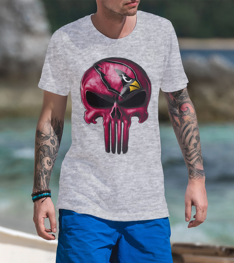 Skull Arizona Cardinals Logo Face T-Shirt