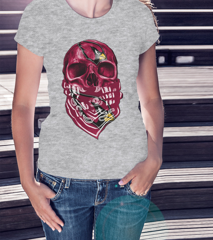 Arizona Cardinals Skull Bandana V5 T-Shirt