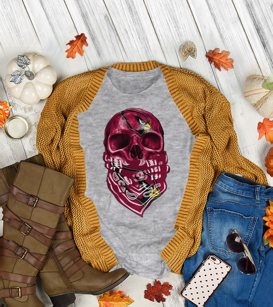 Arizona Cardinals Skull Bandana V5 T-Shirt