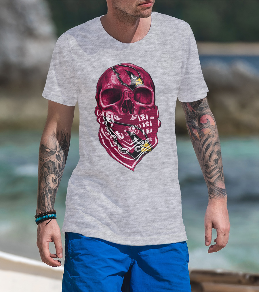Arizona Cardinals Skull Bandana V5 T-Shirt