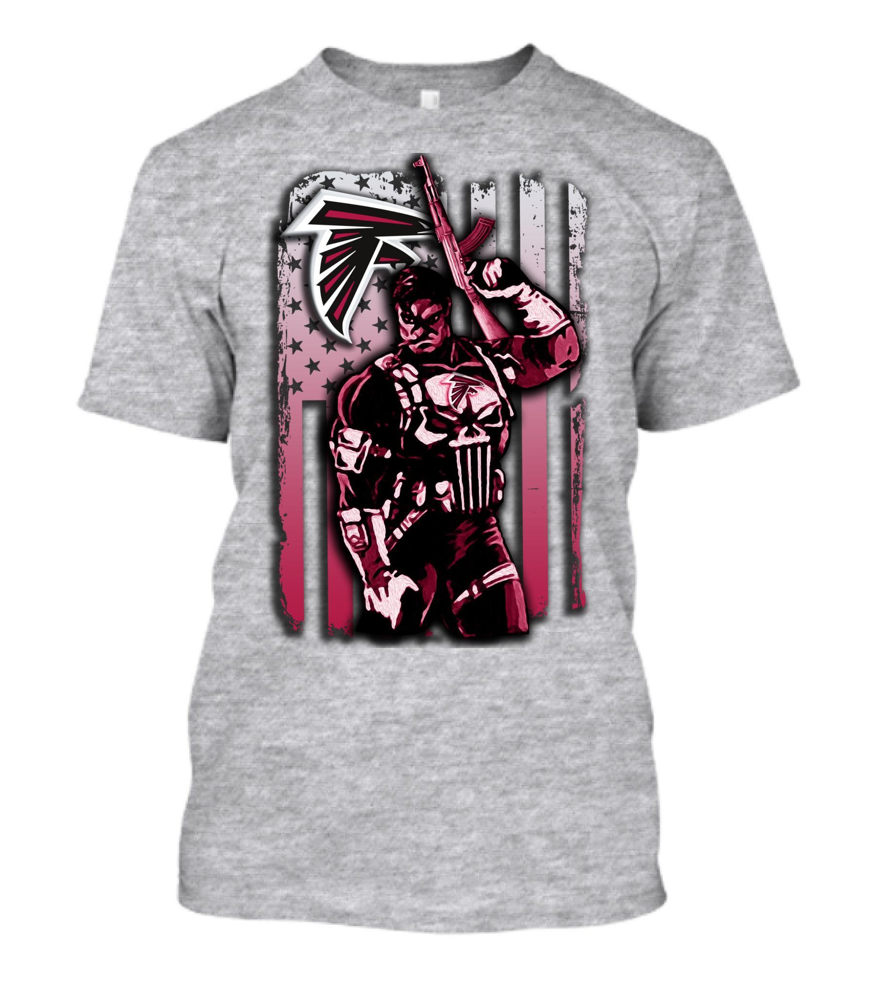 Atlanta Falcons Punisher Soldier American Flag T-Shirt