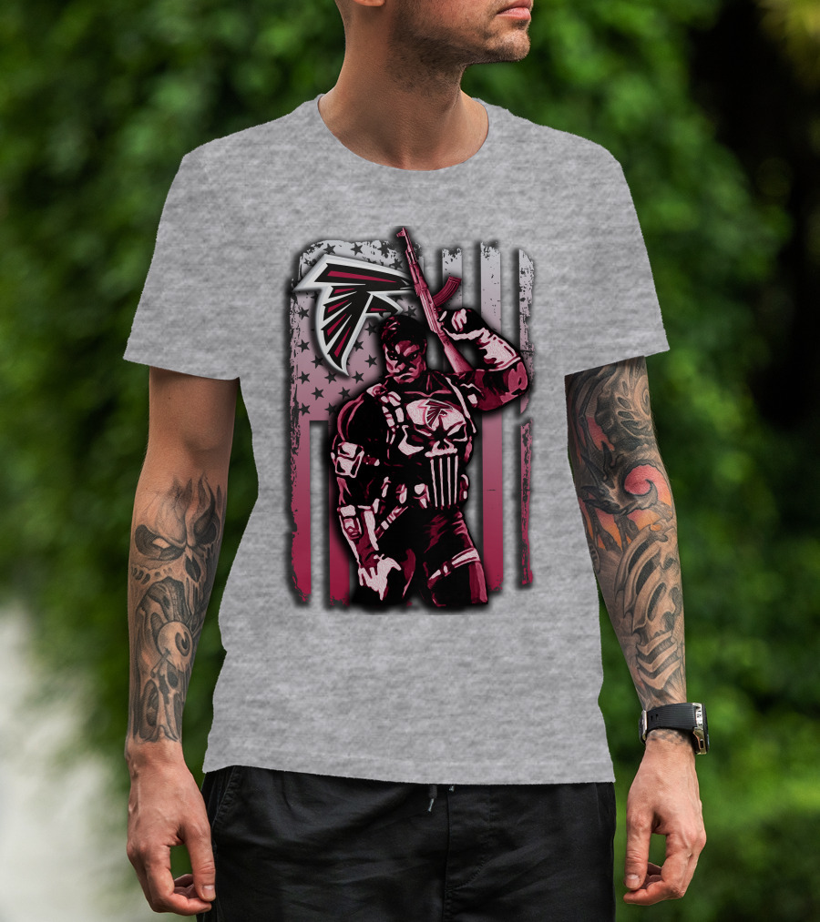 Atlanta Falcons Punisher Soldier American Flag T-Shirt