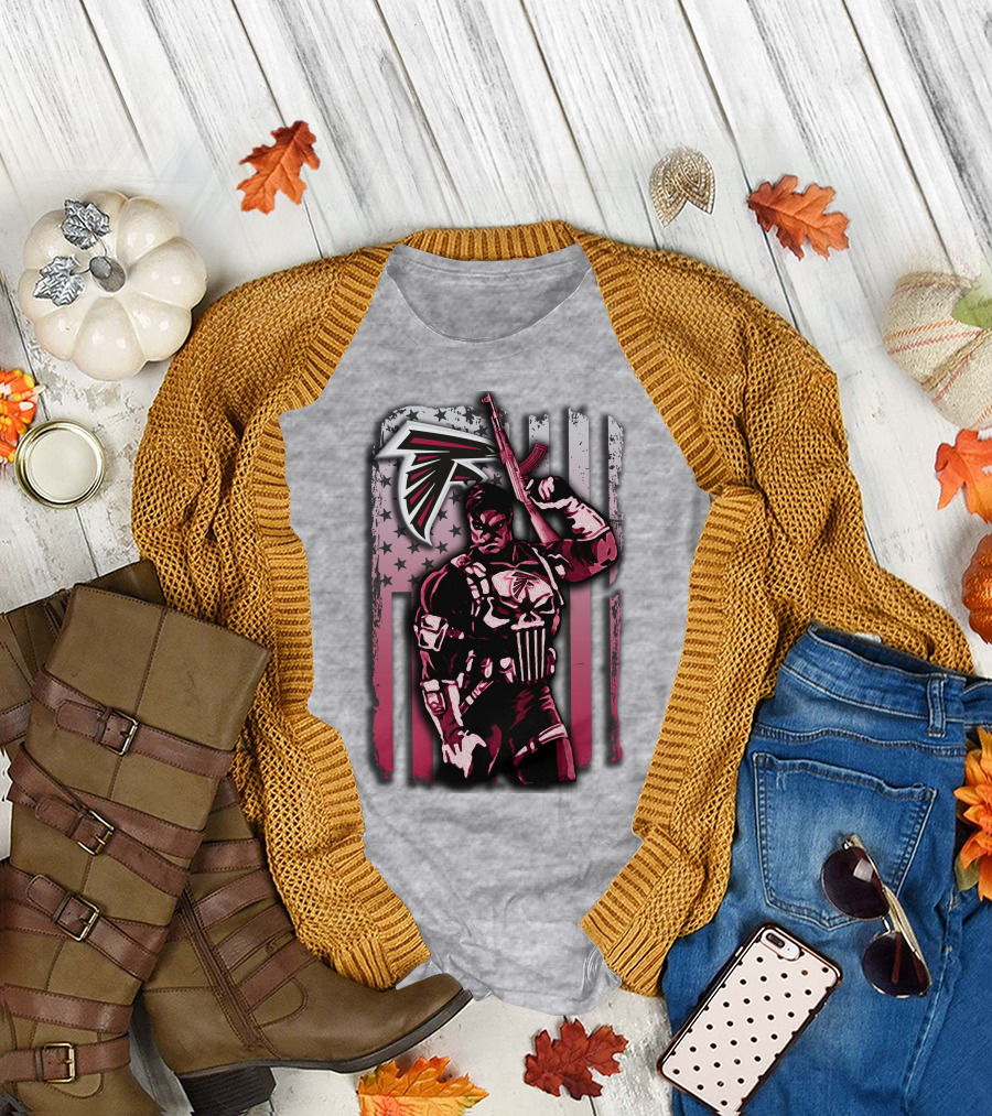 Atlanta Falcons Punisher Soldier American Flag T-Shirt