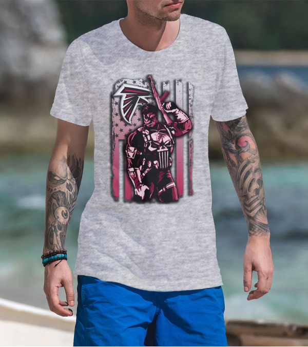 Atlanta Falcons Punisher Soldier American Flag T-Shirt