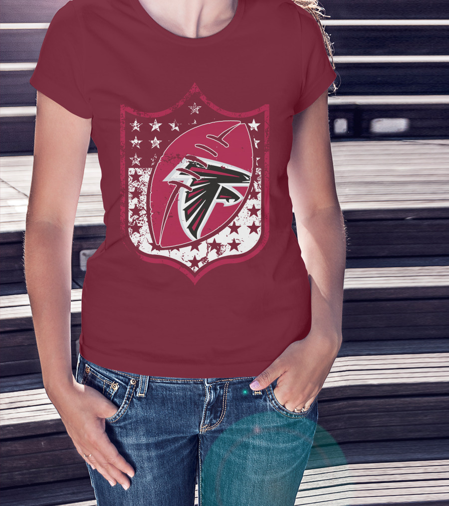 Atlanta Falcons Nfl Logo Shield 42 Red Football Stars T-Shirt