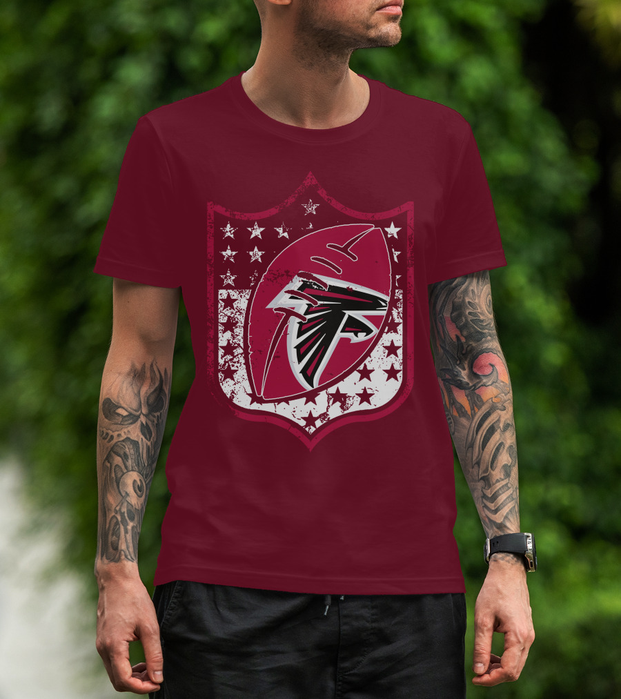 Atlanta Falcons Nfl Logo Shield 42 Red Football Stars T-Shirt