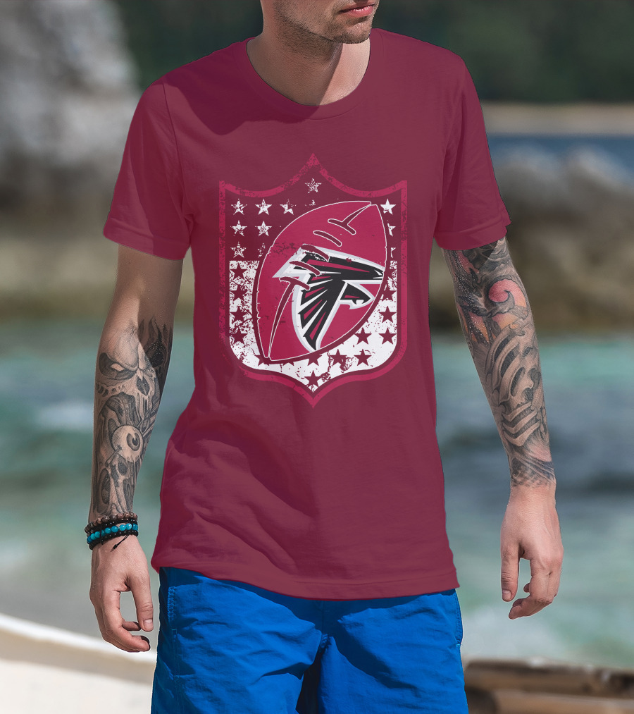 Atlanta Falcons Nfl Logo Shield 42 Red Football Stars T-Shirt