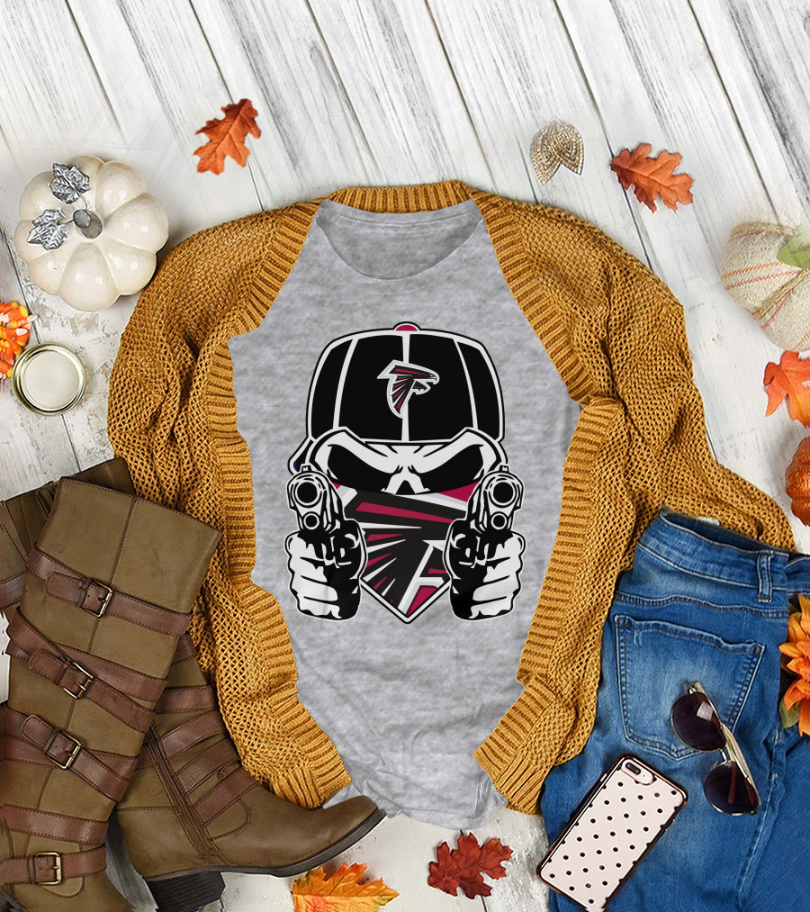 Atlanta Falcons Skull Logo Guns Cap Bandana T-Shirt