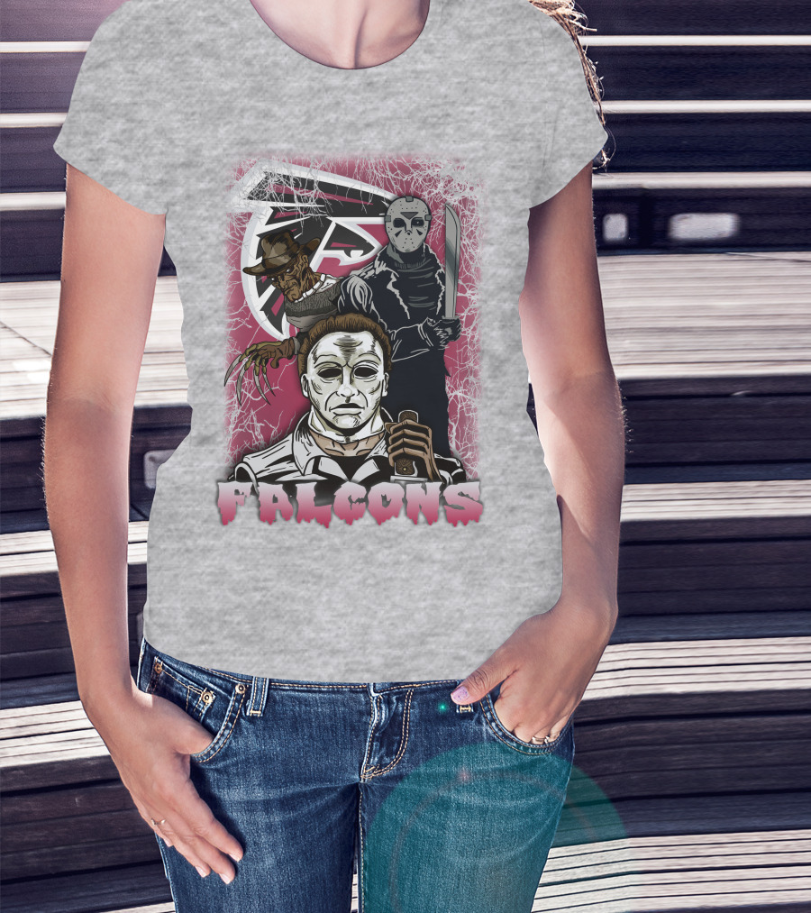Atlanta Falcons Horror Villains Michael Myers Freddy Krueger Jason Voorhees T-Shirt