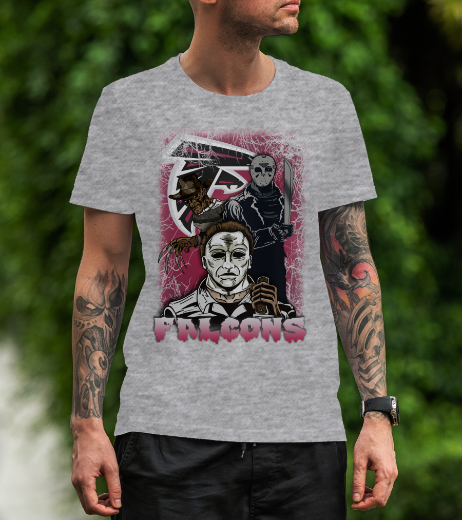 Atlanta Falcons Horror Villains Michael Myers Freddy Krueger Jason Voorhees T-Shirt