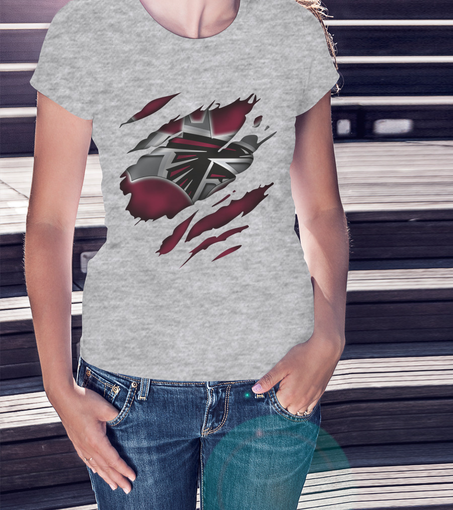 Atlanta Falcons Logo Ripped Claw Marks T-Shirt