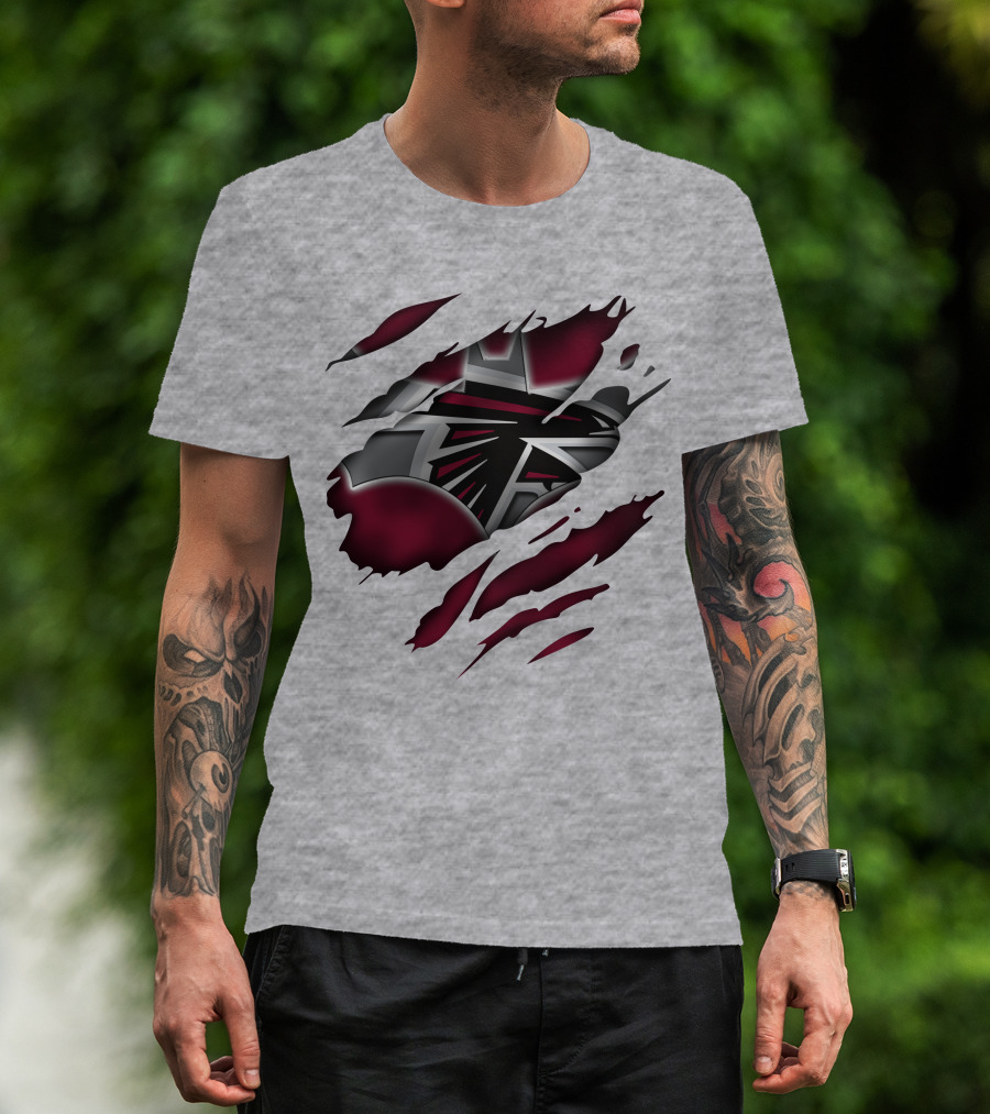 Atlanta Falcons Logo Ripped Claw Marks T-Shirt