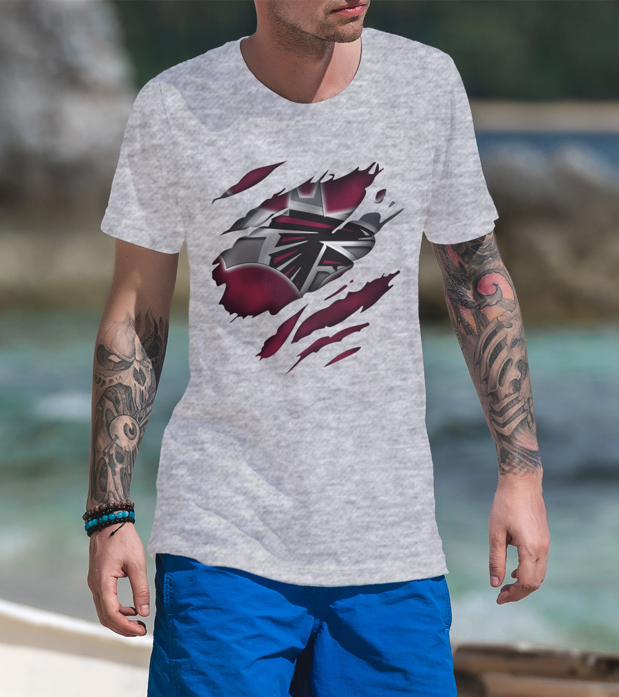 Atlanta Falcons Logo Ripped Claw Marks T-Shirt