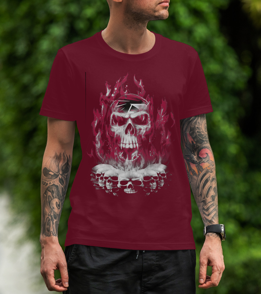 Atlanta Falcons 57 Flaming Skull T-Shirt