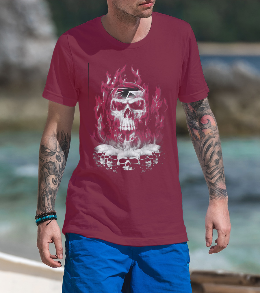 Atlanta Falcons 57 Flaming Skull T-Shirt