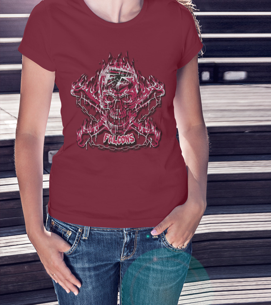 Atlanta Falcons Flaming Skull And Crossbones 53 T-Shirt