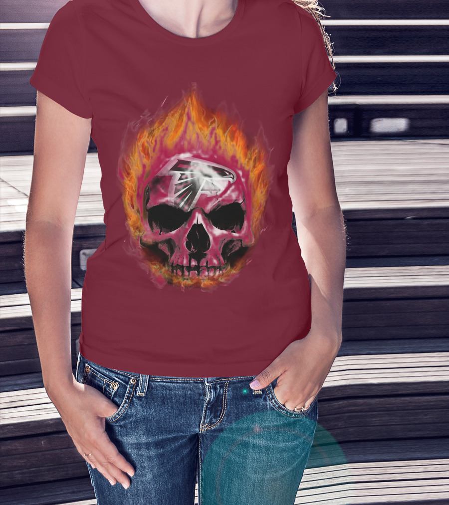 Atlanta Falcons Flaming Skull T-Shirt
