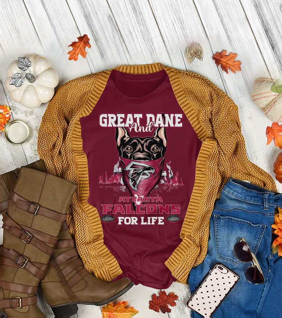 Great Dane And Atlanta Falcons For Life T-Shirt