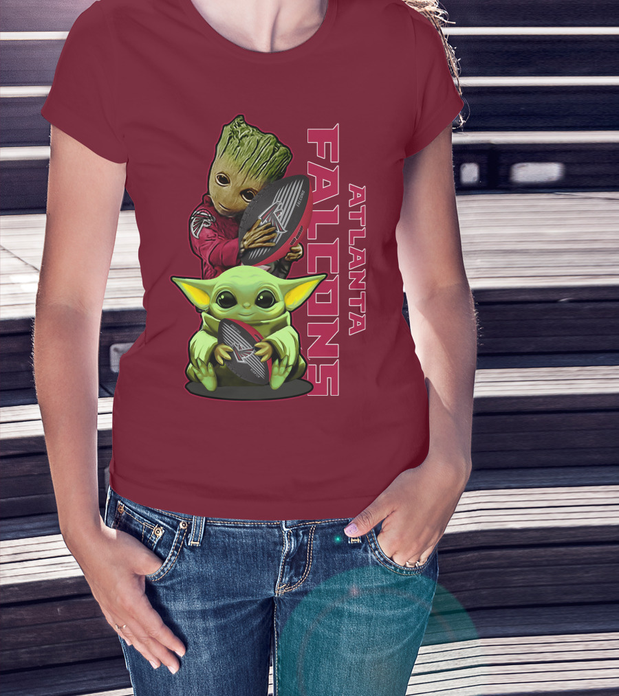 Grzd Atlanta Falcons Groot Baby Yoda Football T-Shirt