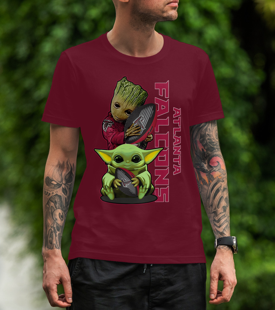 Grzd Atlanta Falcons Groot Baby Yoda Football T-Shirt