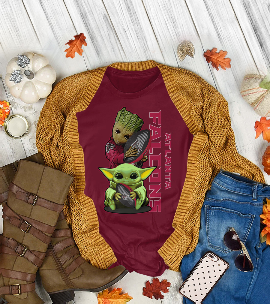 Grzd Atlanta Falcons Groot Baby Yoda Football T-Shirt