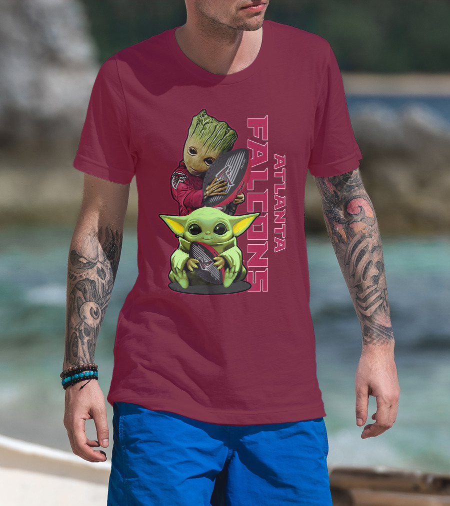 Grzd Atlanta Falcons Groot Baby Yoda Football T-Shirt
