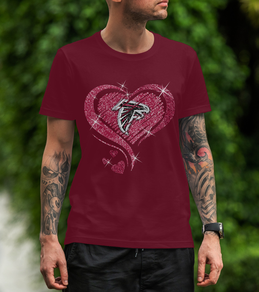 Atlanta Falcons Glitter Heart Diamond T-Shirt