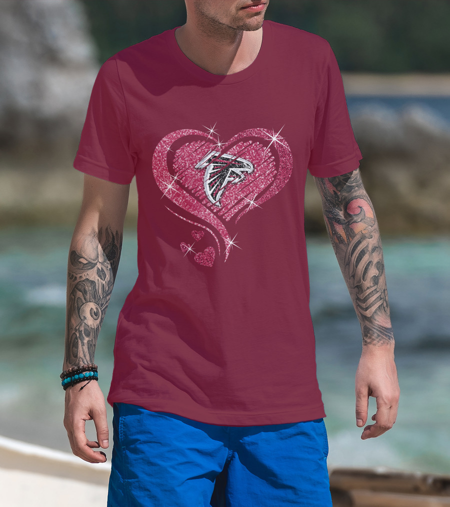 Atlanta Falcons Glitter Heart Diamond T-Shirt