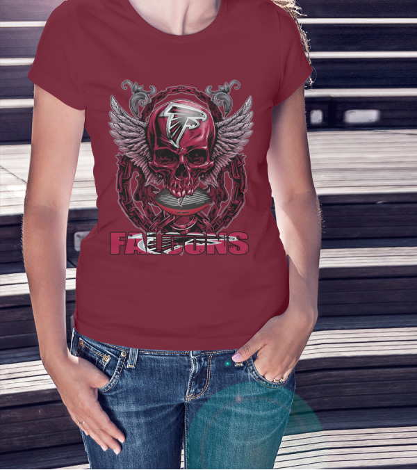 Skullfb Atlanta Falcons Winged Skull T-Shirt